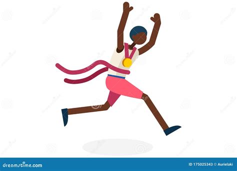 Olympic Male Runner Black Running Athlete Stock Vector Illustration