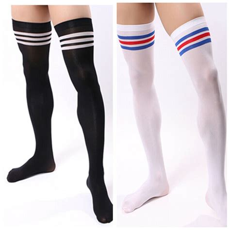 velvet thigh stocks sport striped long socks men soccer high stockings ebay