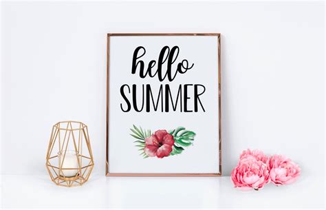 Hello Summer Printable Sign Summer Sign Tropical Summer Etsy Uk