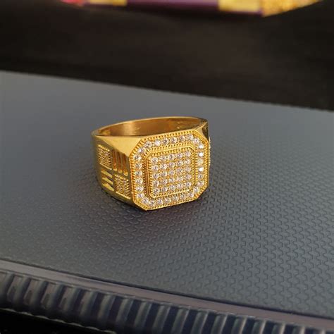 Chivash Golden Artificial Finger Rings For Men Micro Gold Plated