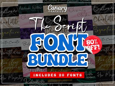 20 Font Bundle Digital Download Script Fonts Signature Font