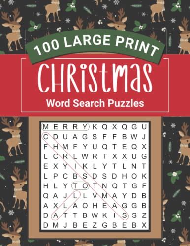 100 Large Print Christmas Word Search Puzzle Book With Solutions For