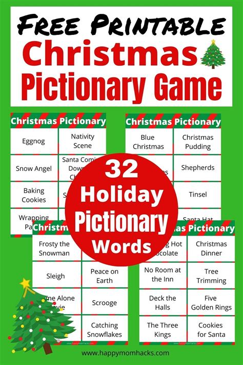 Free Printable Christmas Pictionary Game Cards For Holiday Parties