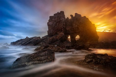 Sunset Over Ocean Rocks Wallpaper And Background Image 1600x1067 Id