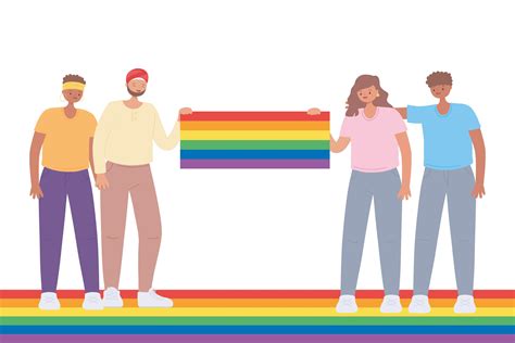 comunidad lgbtq grupo de jóvenes gran celebración de la bandera del arco iris desfile gay