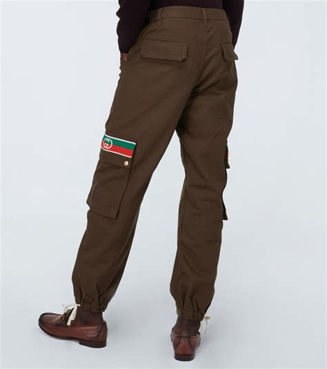 Gucci Cotton Interlocking G Striped Cargo Pants In Brown For Men Lyst
