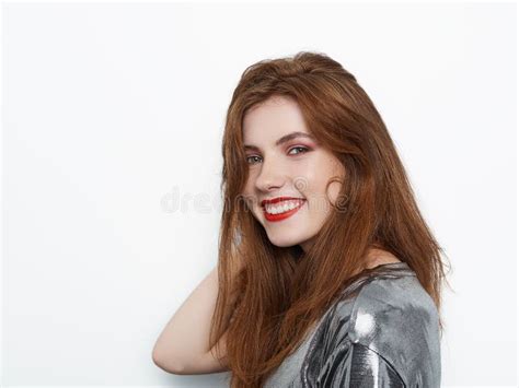 Headshot Of Young Beautiful Excited Woman With Gorgeous Natural Red