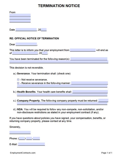 Printable Employee Termination Form Word Doc Printabl
