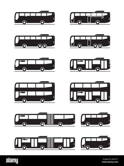 Various Public Transport Buses Vector Illustration Stock Vector Image