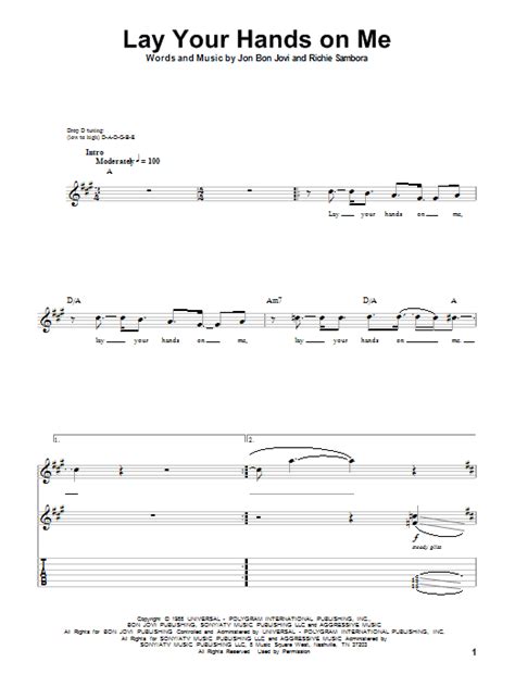 Lay Your Hands On Me By Bon Jovi Guitar Tab Play Along Guitar