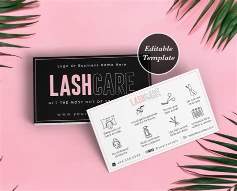 Lash Care Card Editable Aftercare Card Diy Beauty Lash Etsy Uk