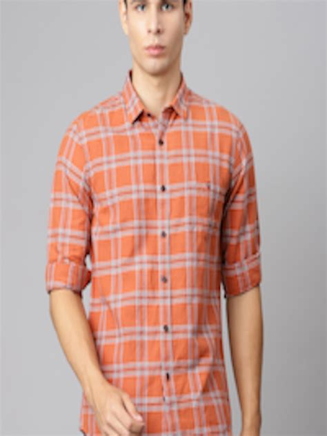 Buy Louis Philippe Sport Men Orange Slim Fit Checked Casual Shirt