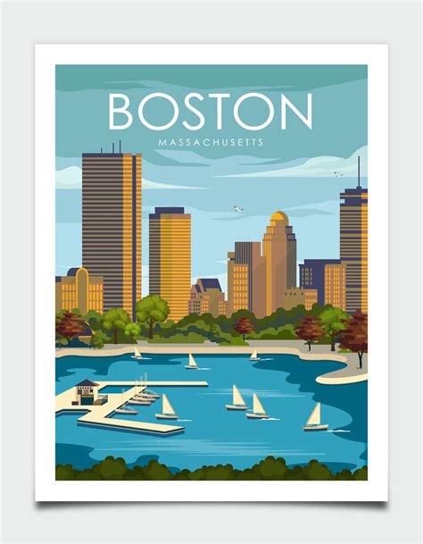 Boston Print Boston Poster Massachusetts Print Boston Wall - Etsy