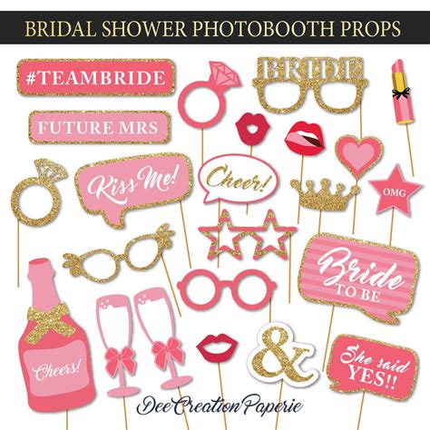 Printable Bridal Shower Photobooth Props Wedding Photo Booth Props Bachelorette Party Props