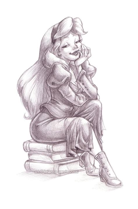 Hey Sexy Librarian Disney Princess Illustration Artwork Pencil