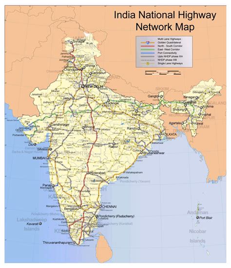 Large Scale India National Highway Network Map India Asia