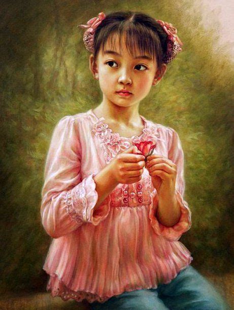 Xu Fang 1979 Chinese Flower Bud Portrait Girl Portrait Painting Art Painting Art
