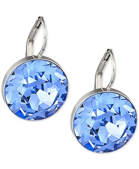 Swarovski Silver Tone Blue Crystal Drop Earrings And Reviews Fashion