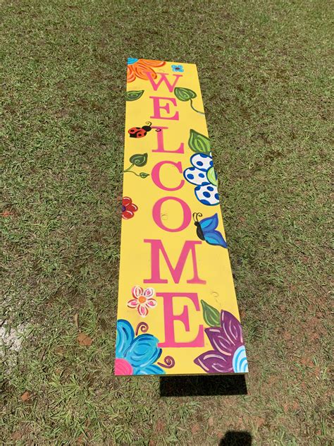 Wooden Welcome Signs Porch Welcome Sign Diy Wood Signs Painted Wood