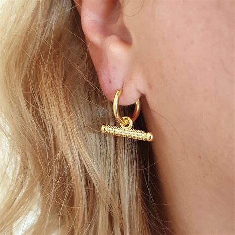 Gold Bar Hoop Earrings By Misskukie Notonthehighstreet Com