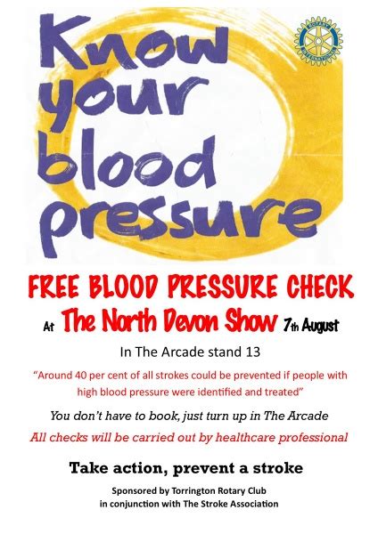 The North Devon Show Free Blood Pressure Check Rotary Club Of Torrington