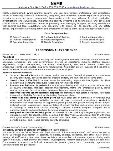 Resume Sample Law Enforcement Professional Page Professional