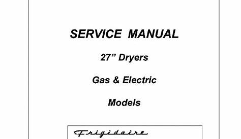 ELECTROLUX 27 DRYERS GAS-ELECTRIC Service Manual download, schematics