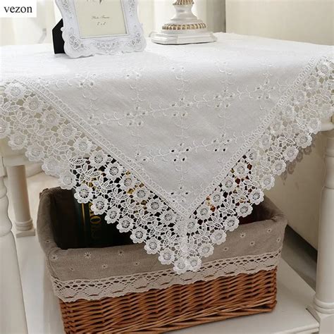 Vezon New Hot Sale Elegant Cotton Lace Tablecloth Wedding Pastoral