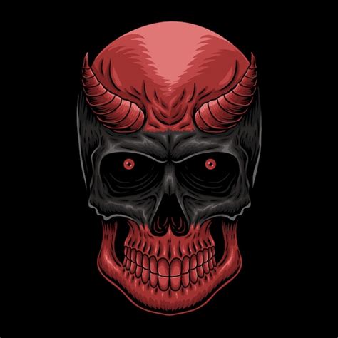 Premium Vector Head Demon Skull Illustration