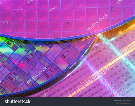 Macro Silicon Wafer Semiconductor Neon Color Stock Photo 2145501149