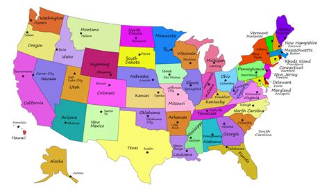 Labeled Usa Map States And Capitals United States Map State Images