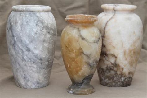 Gypsum (a hydrous oriental alabaster, the alabastrites of the classical writers, is a translucent marble obtained from stalagmitic. shabby Italian marble & alabaster vases, vintage carved ...