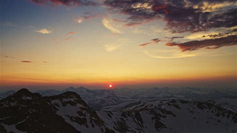 Download Wallpaper 1600x900 Mountains Cordillera Sky Sunset Sun