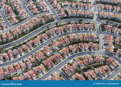 Los Angeles Suburban Neighborhood Aerial Stock Photo Image Of
