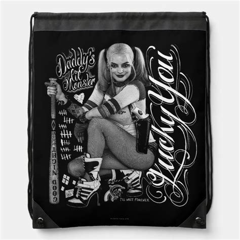 Suicide Squad Harley Quinn Typography Photo Drawstring Bag Zazzle
