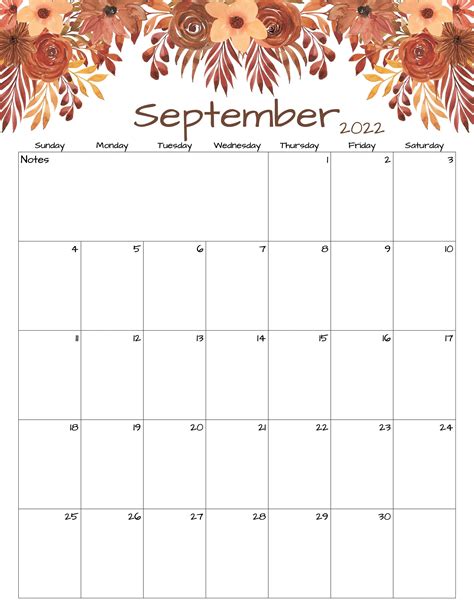 September Calendar September 2022 Printable Calendar Etsy Hong Kong