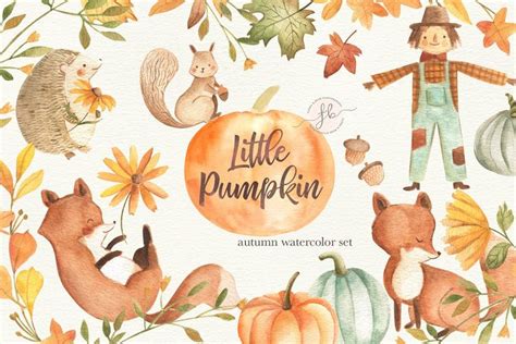Little Pumpkin Fall Watercolor Watercolor Clipart Clip Art