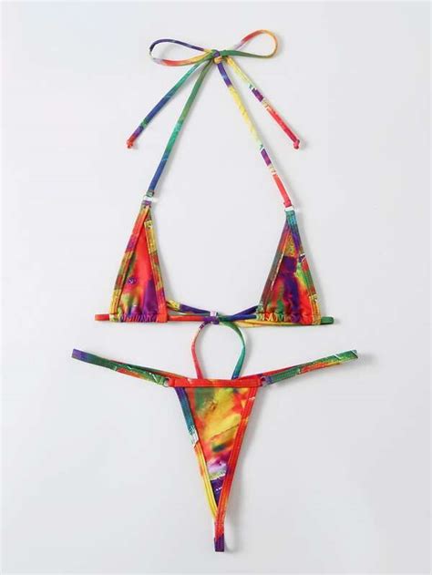 Shein Swim Sxy Allover Print Micro Triangle Bikini Swimsuit Shein Usa