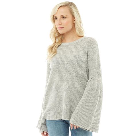 buy onfire womens wide sleeve crew neck sweater pale grey