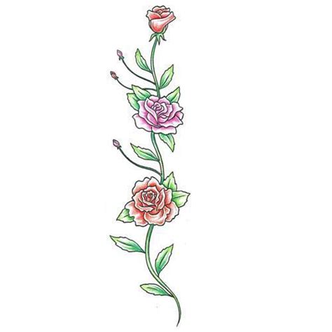 Colorful Rose Vine Tattoo Design Vine Tattoos Rose