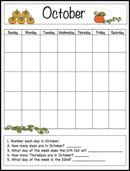 October Learning Calendar Template For Kids Free Printable Kids