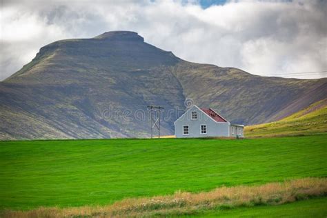 Mountains Landscape With An Icelandic House Stock Photo Image Of