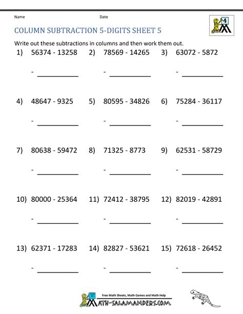 3 Digit Subtraction Worksheets 5d7