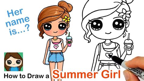 how to draw a cute girl summer art series 7 cute little drawings cute girl drawing cute