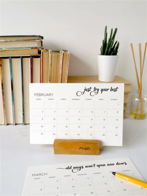 Some people come into our lives and quickly go. Modern minimalist desk planner with wooden stand & monthly ...