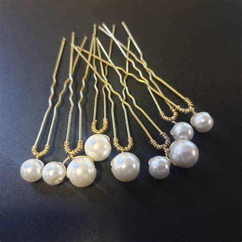 Pearl Hair Pins Set Of Seven Ivory White Pearl Wedding Hair Etsy