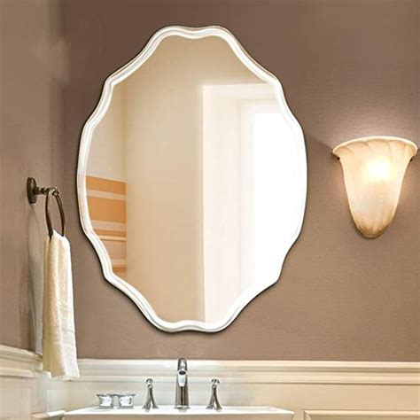 Frameless Scalloped Oval Bathroom Wall Mirror Beveled Edge Polished