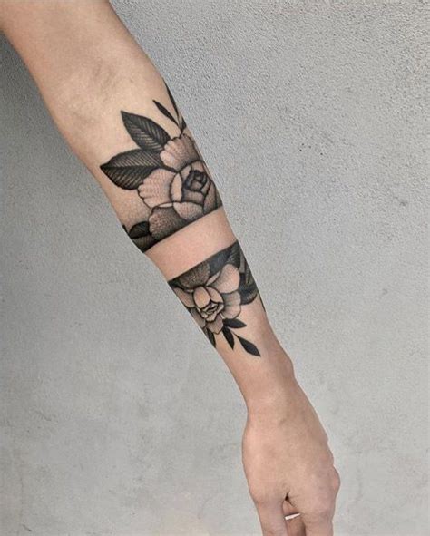Negative Space Floral Armband By Justin Oliver Cuff Tattoo Arm Band Tattoo Tattoos For Guys