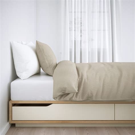 Mandal Bed Frame With Storage Birchwhite 160x202 Cm Ikea Spain