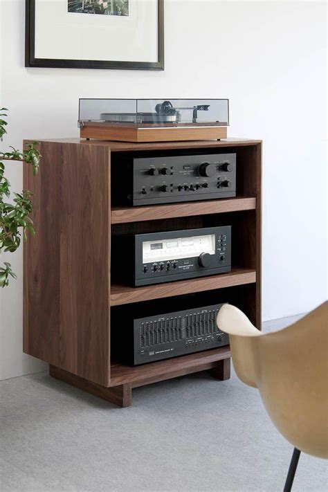 Aero Audio Rack In Solid Natural Walnut Stereo Cabinet Audio Rack Audio Room